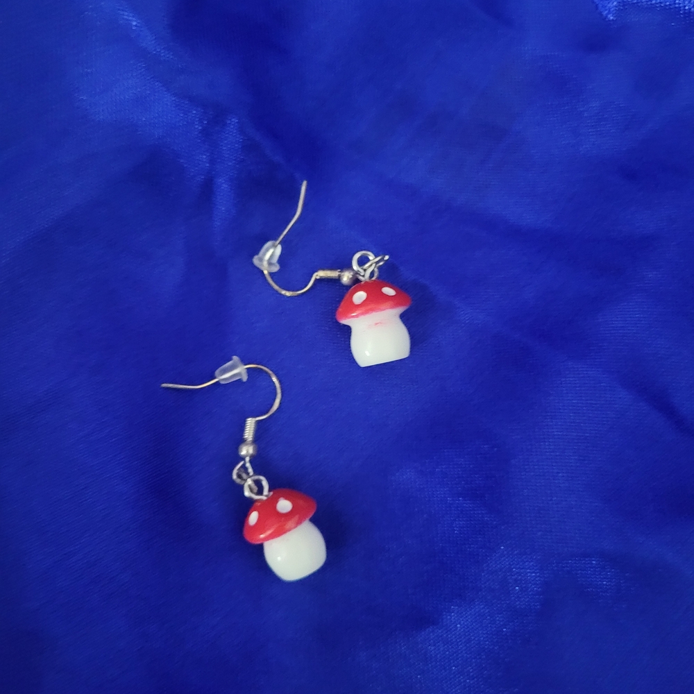 Red and White Mushroom Earrings